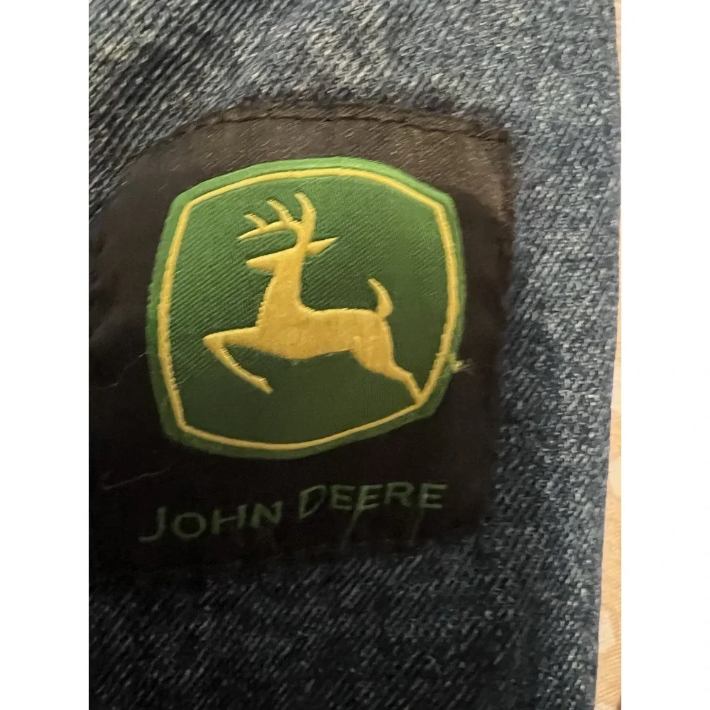 John Deere Jacket Boys Large 10/12 Blue Sherpa Lined Canvas Shacket Snap Farming